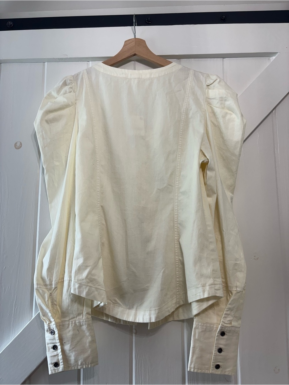 Free People Ivory Lace-Up Corset Puff Sleeve Cream Blouse Cottagecore Prairie M - Picture 4 of 10